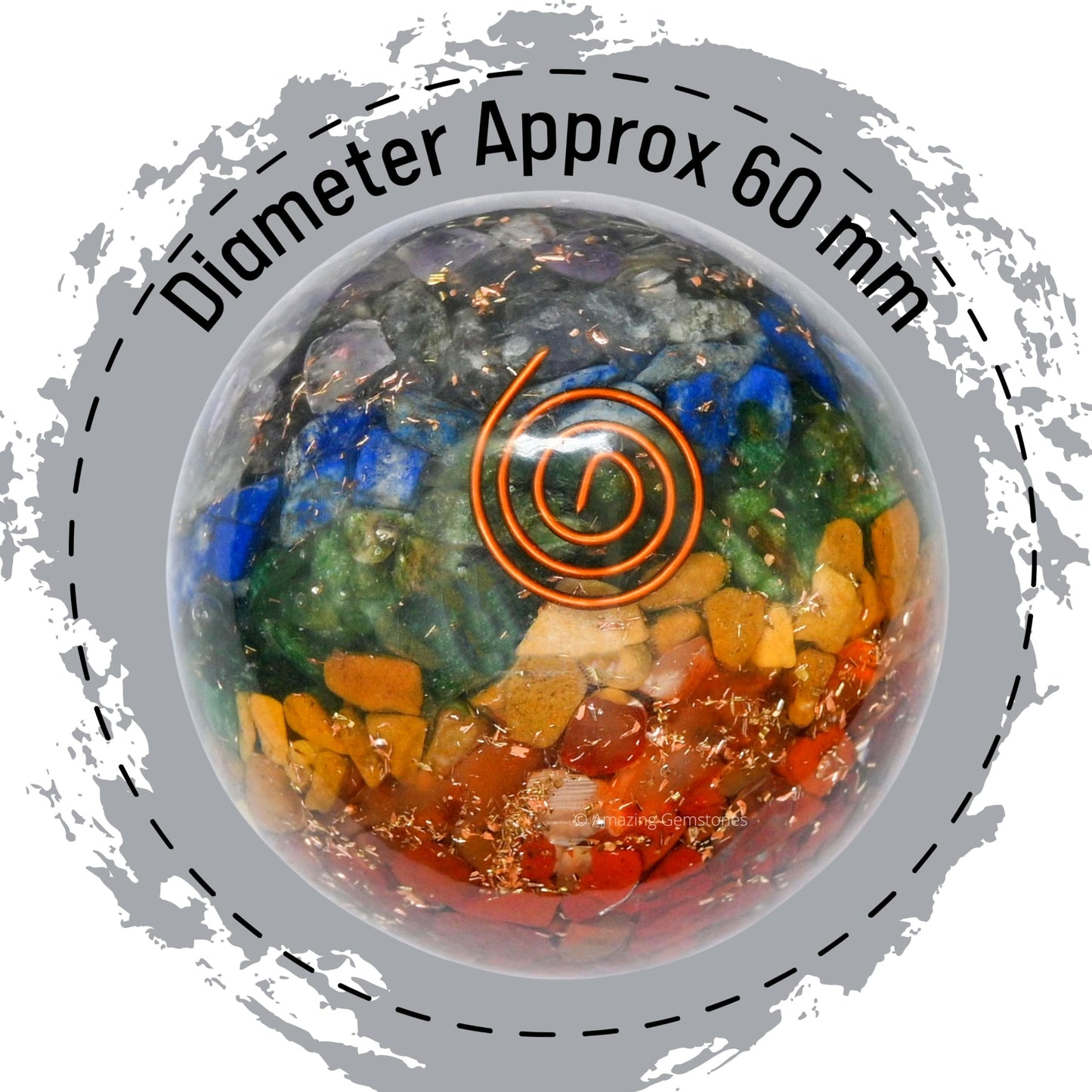 Amazing Gemstone 2.5" 7 Chakra Orgonite Orgone Crystal Sphere Ball with Stand - Meditation Crystal Ball for Witchcraft and Decorative Balls - Premium Gemstone Sphere Balls