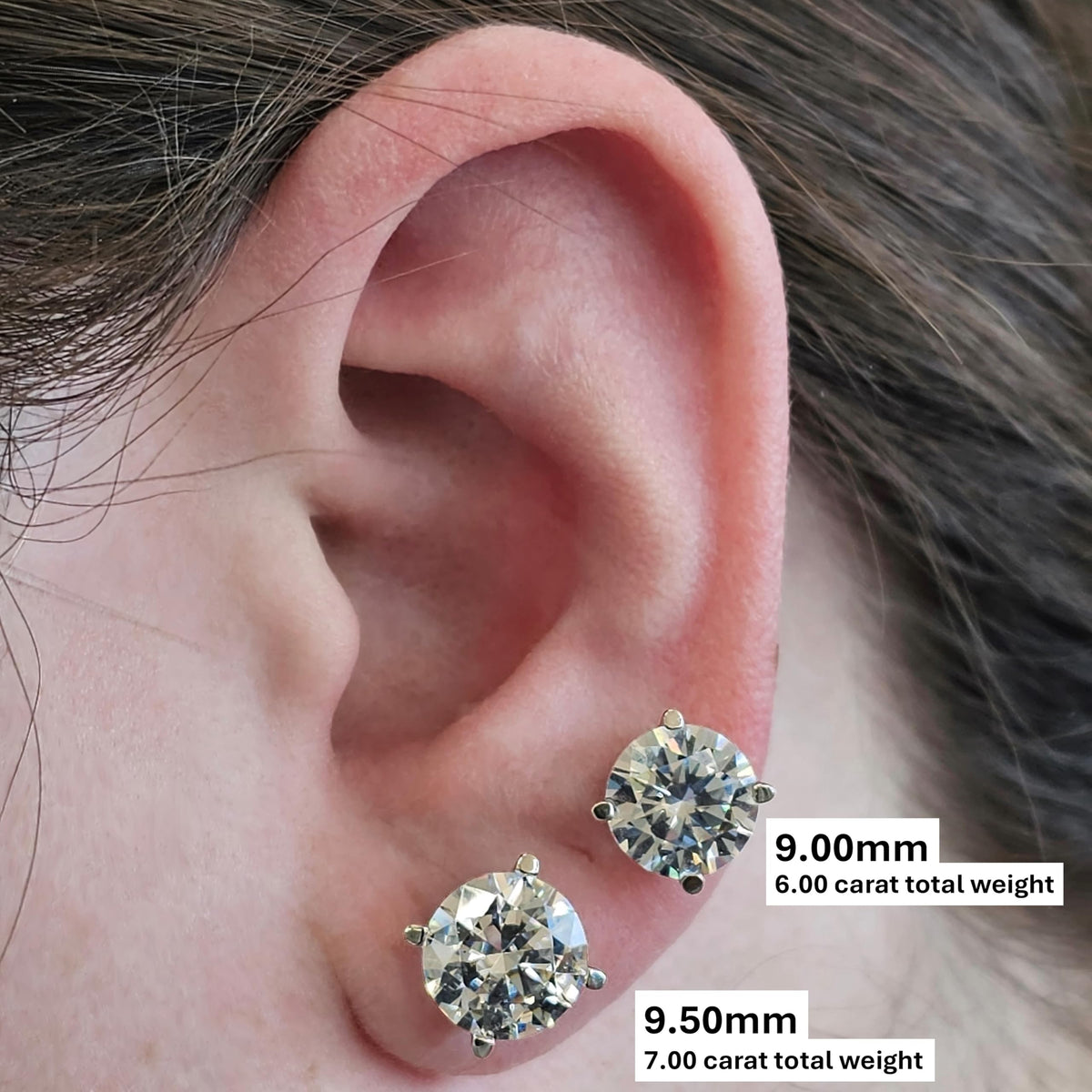 Central Diamond Center Round Simulated Diamond Stud Earrings Hypoallergenic Metal & Sterling Silver CZ - 9.50mm (7.00cttw) Yellow