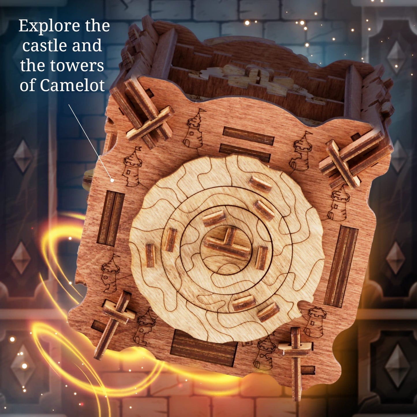 iDventure Cluebox - The Trial of Camelot - Escape Room game - Puzzle box - 3D wooden puzzle - sequential puzzle - 3D puzzles for adults - brain teaser - birthday gift gadget for men - money box