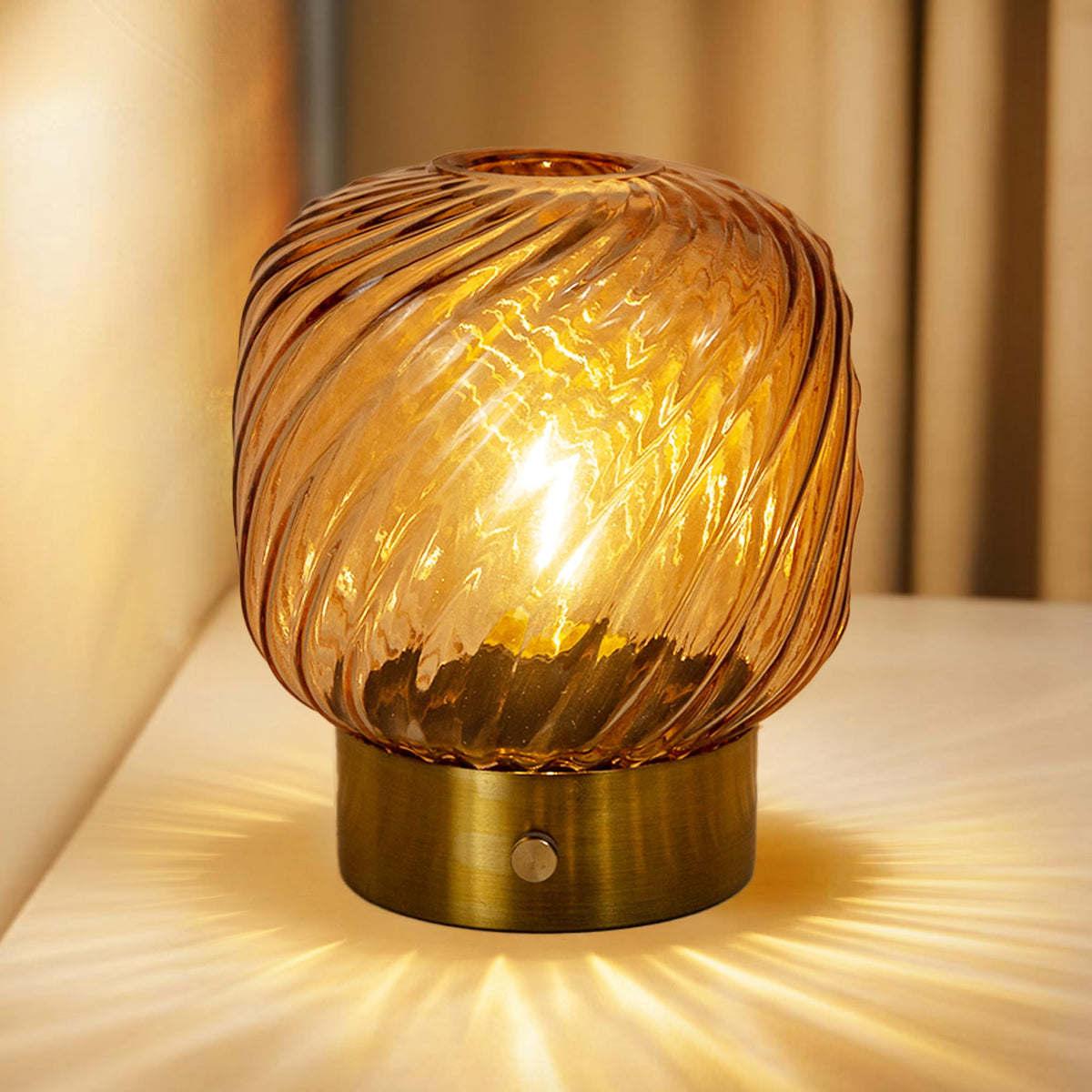 LUSHARBOR Battery Operated Table Lamp with Timer, Stepless Dimming Small Bedside Lamp Battery Powered Cordless Lamp for Home Decor Entryway/Living Room/Coffee Table/Shelf Amber