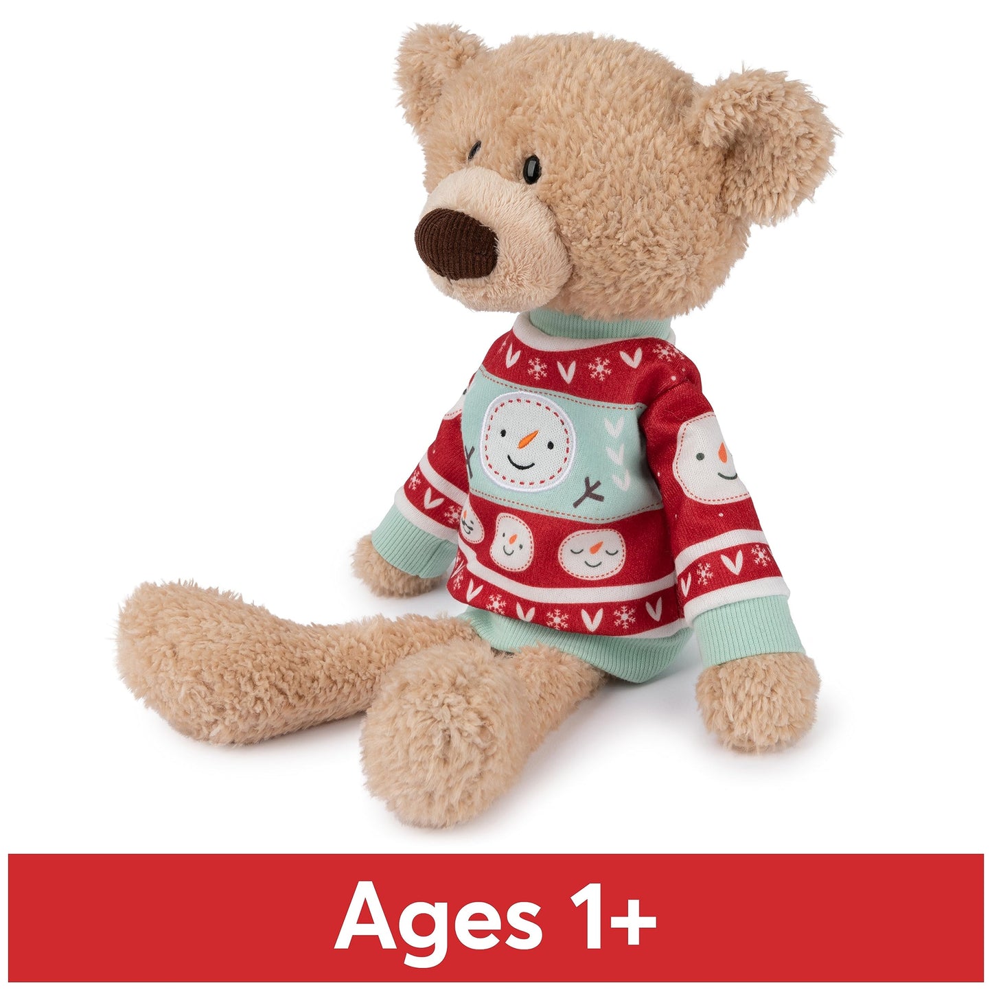 GUND Toothpick with Holiday Sweater, Classic Teddy Bear Stuffed Animal for Ages 1 and Up, Beige/Red/White, 15”
