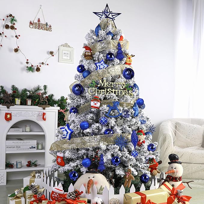 SHareconn 100pcs Christmas Tree Decorations Ornaments Set, Shatterproof Plastic Baubles Decorative Balls for Xmas Tree Decor Holiday Wedding Party, Blue