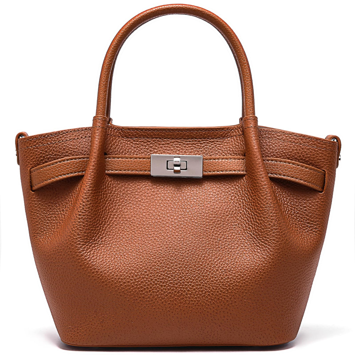 Genuine Leather Bucket Bags for Women: Small Tote Purses for Ladies Luxury Designer Crossbody Satchel Handbags(Brown)