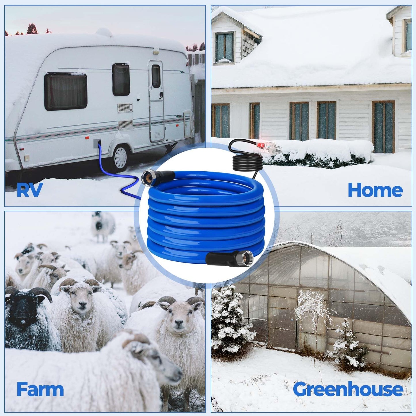 HOHOMETIC 30FT Heated Drinking Water Hose - RV Accessory, Heavy-Duty -45F Antifreeze