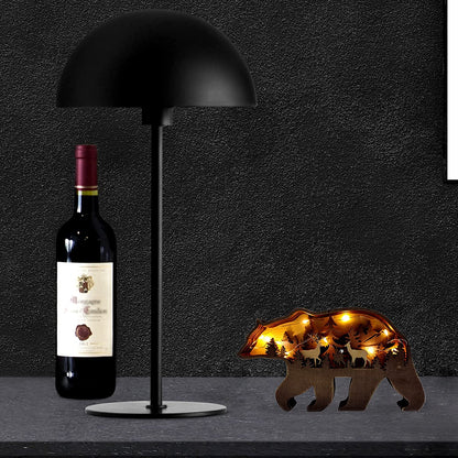 Zagxuade Wooden Brown Bear Decor with Light, Forest Animals Table Decor, Wooden Knick Knacks Decorations for Home