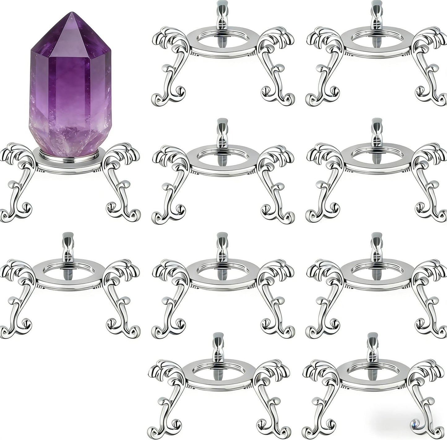 20pcs 2in Silver Crystal Ball Stand for Stones Crystals Amethyst Quartz