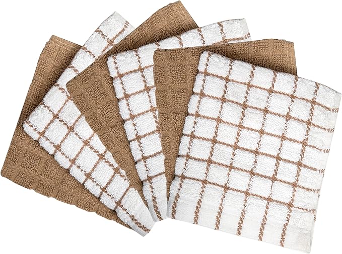 Bumble Premium Cotton Dish Cloths 12" x 12"| Tan Design | 405 GSM | Highly