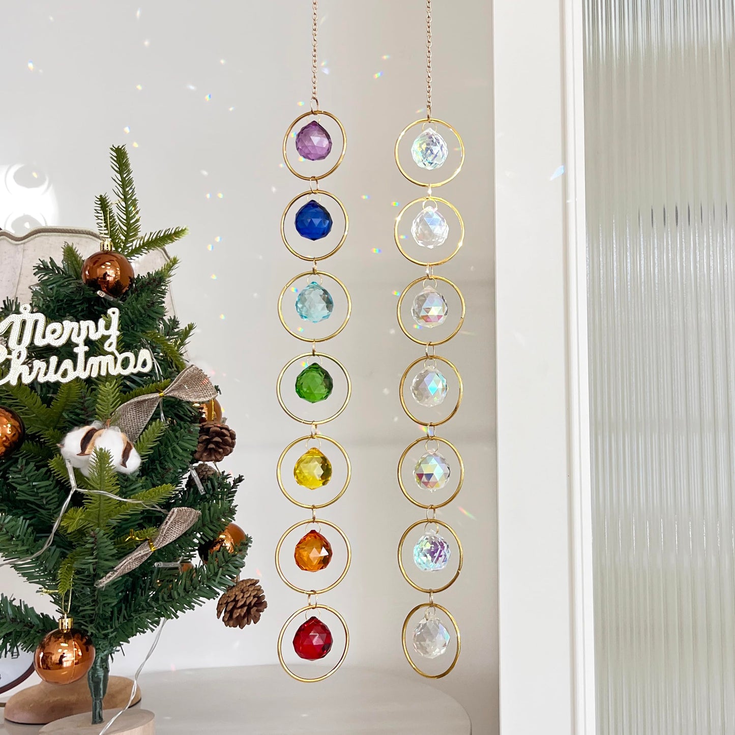 7 Chakra Crystal Suncatcher, AB Color, 30mm Crystal Ball Healing Suncatcher