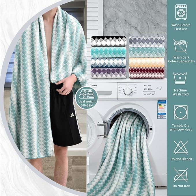 4 Piece Bath Towel Set Oversized Bath Sheet 35"x70" Bathroom Towel Extra Large