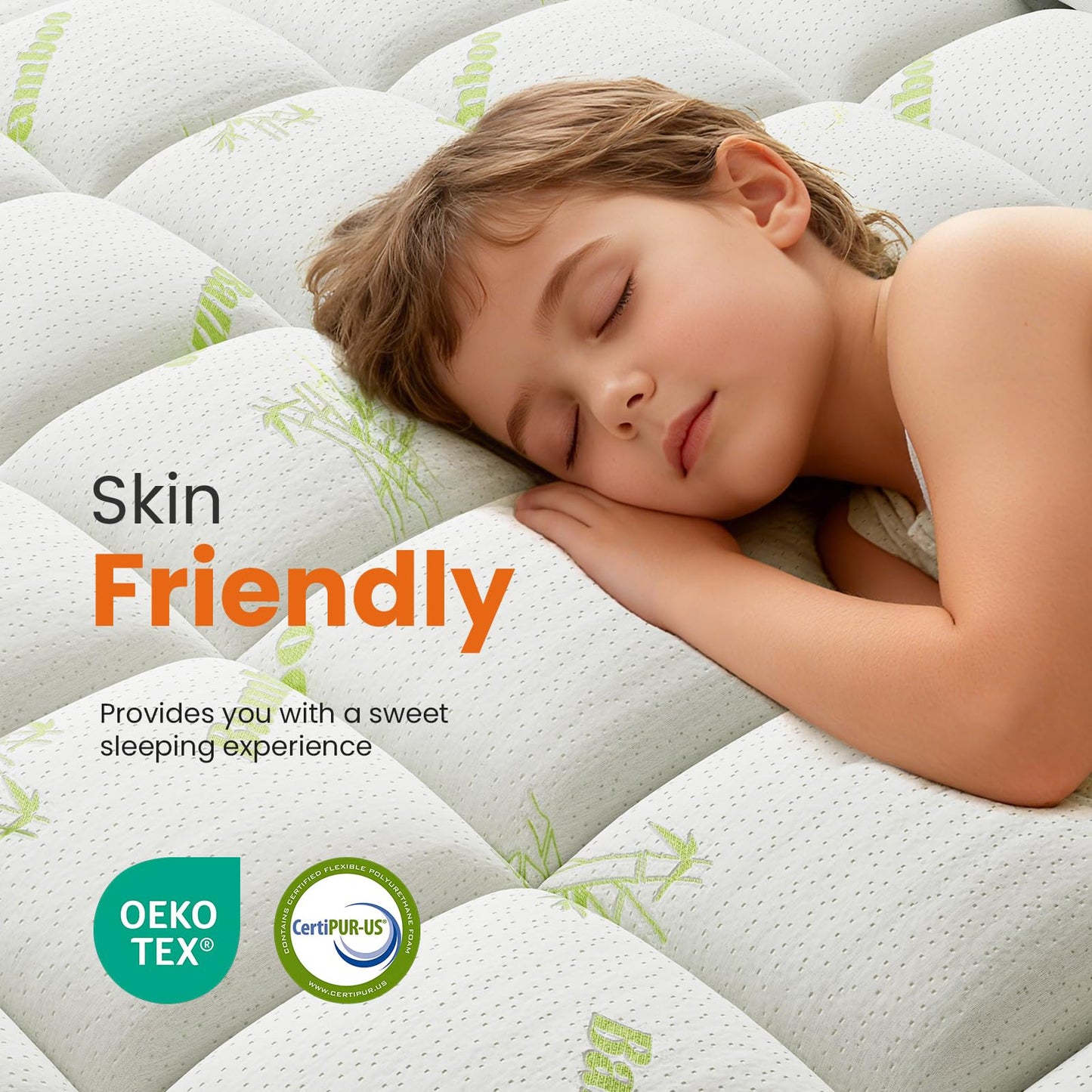 DUMOS Twin Size Ultra Soft Mattress Topper, Viscose Derived from Bamboo, Pillow Top Mattress Pad with Stretchable Pockets, Breathable Cooling Topper for Back Pain Relief