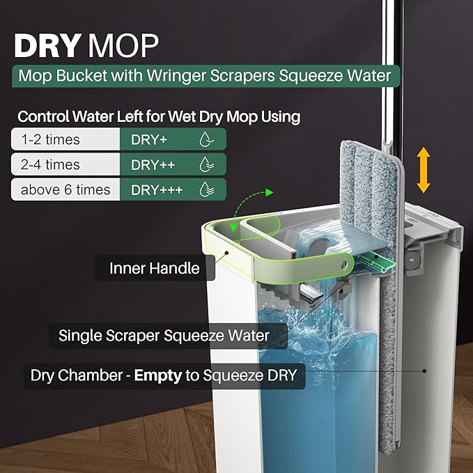 JOYMOOP Mop and Bucket with Wringer Set, Wet Dry Wall Cleaner with Long Handle