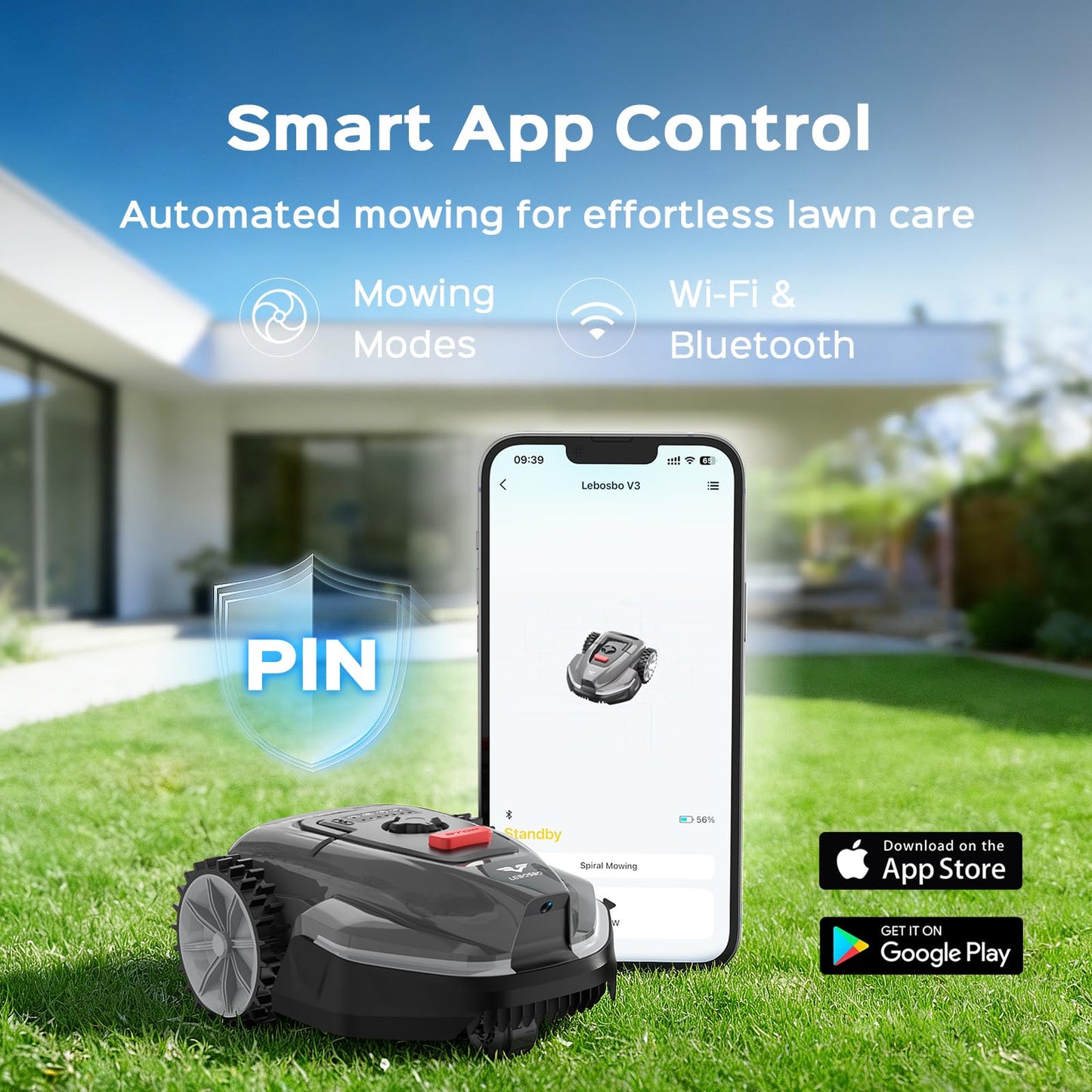 LEBOSBO V3 Robotic Lawn Mower with AI Vision Technology, Adjustable Grass Cutting Height, APP Control, Low-Noise Performance, No-Go Zone Function, Efficient Robot Lawn Mower for Small Lawns