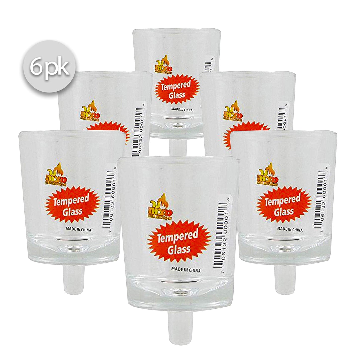 Ner Mitzvah Neironim Glass Shabbos Candle Holders - Premium Quality Clear Small Votive Cups, Standard Size for Neronim Shabbat Candles - Pack of 6