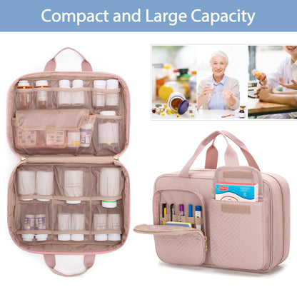 Damero Medicine Organizer, Pill Bottles Storage Travel Bag for Prescription Medication, Medical Supplies - Misty Rose