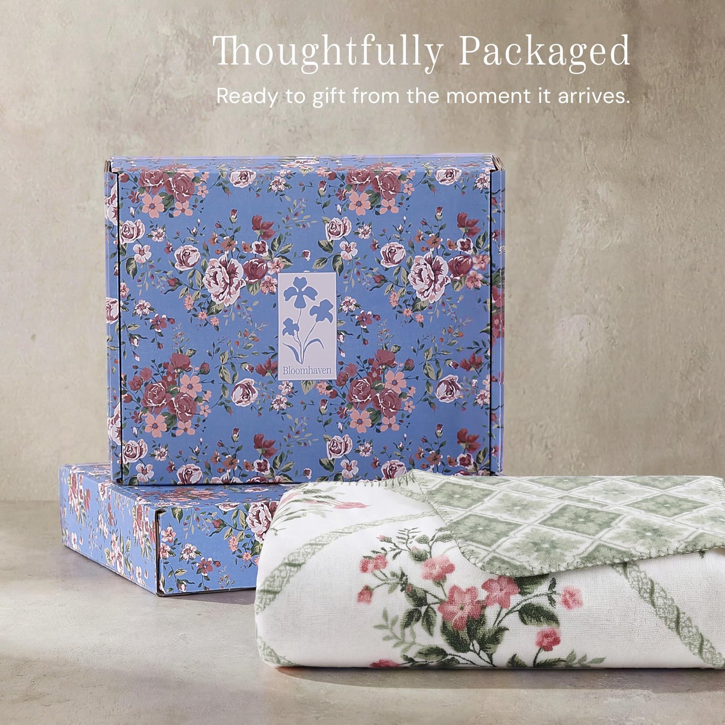 Floral Reversible Throw Blanket, Coco Flannel Bed Blankets for Women Gifts