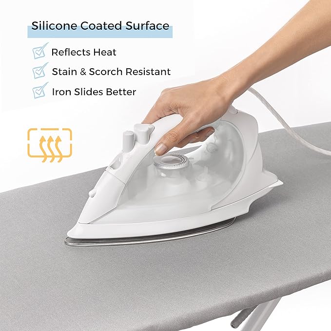 SAVUK Ironing Board Cover and Pad Standard Size Silicone Coated 4 Layers