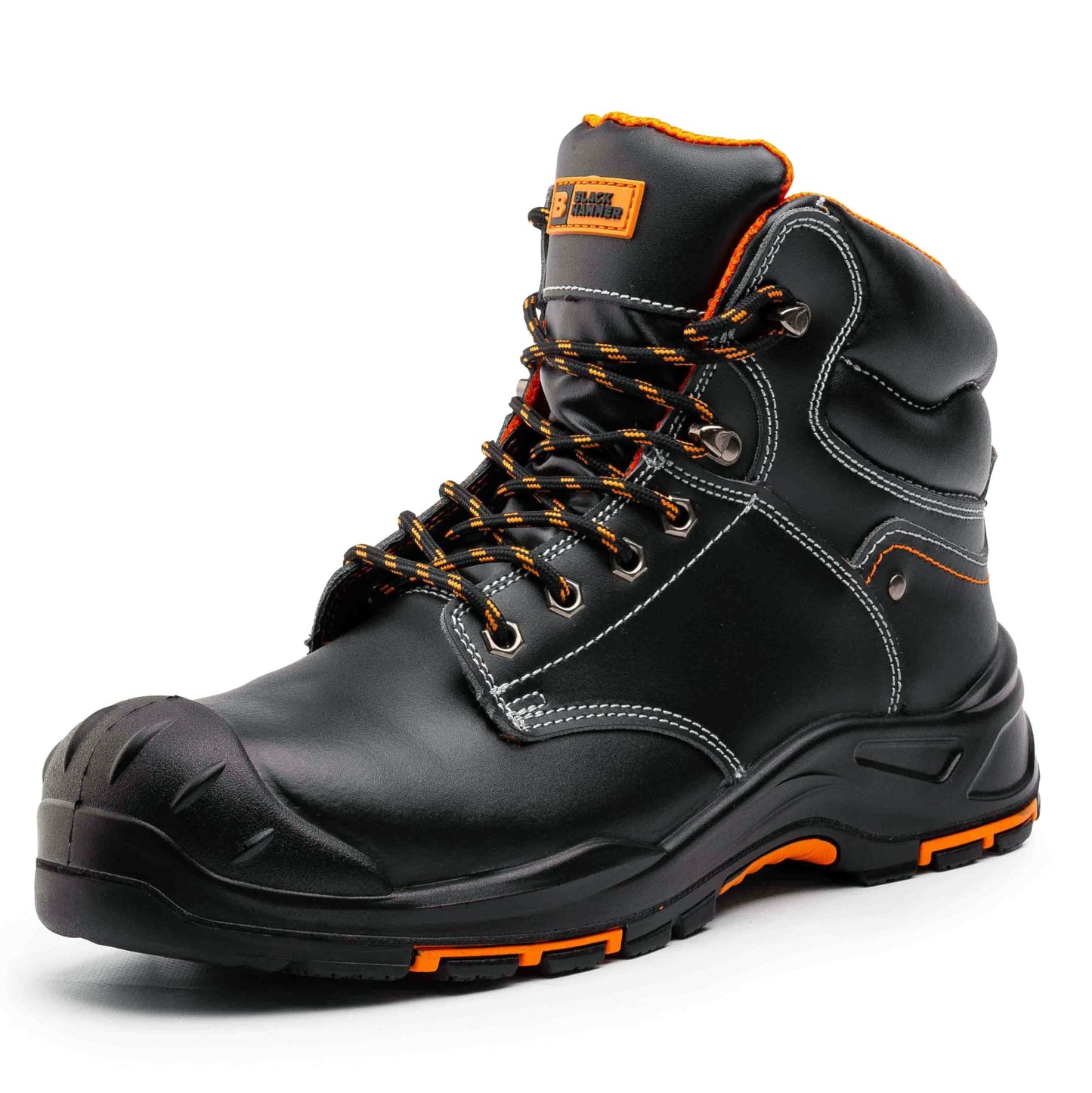 Black Hammer Mens Leather Safety Boots S3 SRC HRO Steel Toe Cap Work Shoes Ankle Hiking 9972 (11 UK)