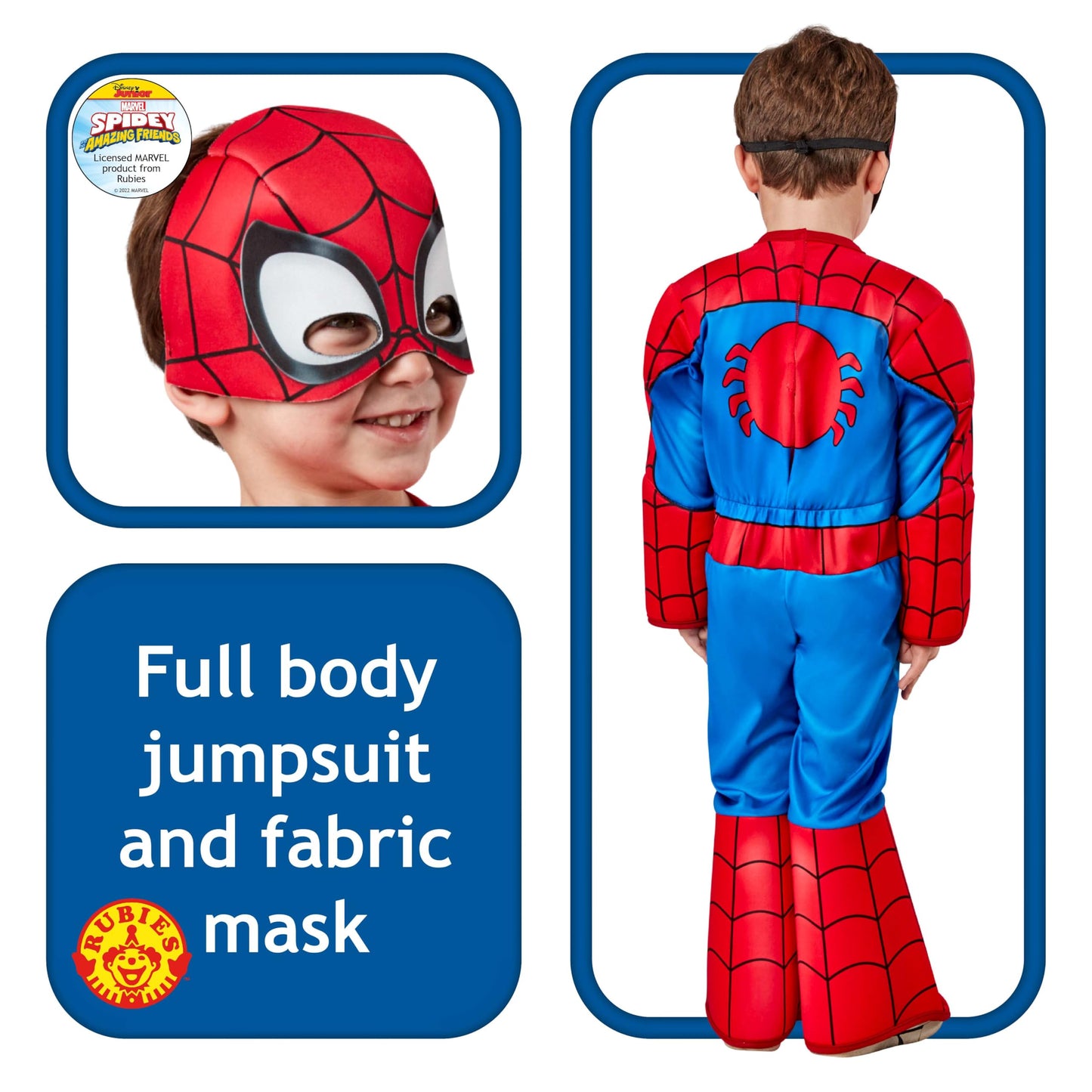 Rubies Official Marvel Spidey and His Amazing Friends Spider-Man Deluxe Toddler Costume, Kids Fancy Dress, World Book Day Halloween Halloween
