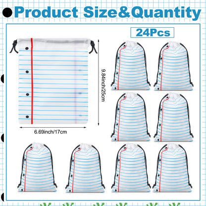 24 Pcs Graduation Gift Bag 10 x 7 Inch Notebook Drawstring Backpack Teacher Appreciation Week Favor Bulk Preschool Graduation Goodie Bag Kindergarten Birthday Supply Back to School Party Decoration