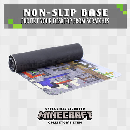 Minecraft World Desk Mat - Officially Licensed Keyboard and Mousemat for Office, Non-Slip Wipe Clean Large Mouse Pad for Gaming Set Up | Paladone