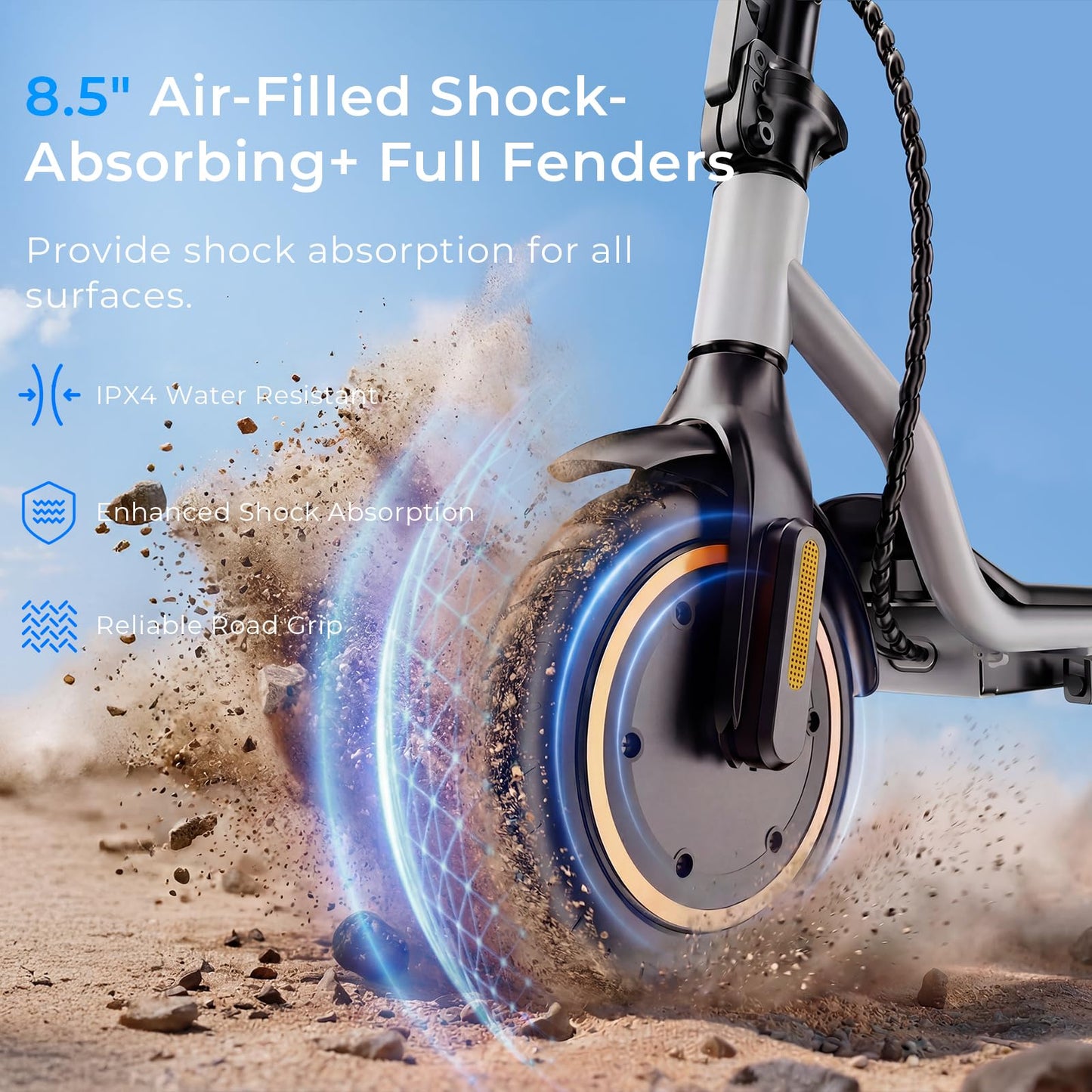 WAWSCOTE Electric Scooter - Electric Scooter Adults, 500W/1500W Motor, 18/21/25 Max MPH, 21/28 Miles Max Range, APP Control, Double Braking Systems, 8.5’’ Tire, Foldable E-Scooter