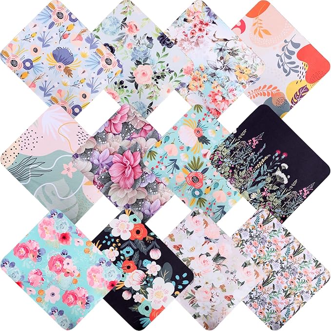 12Pcs Multicolor Flowers Drawing Microfiber Cleaning Cloths