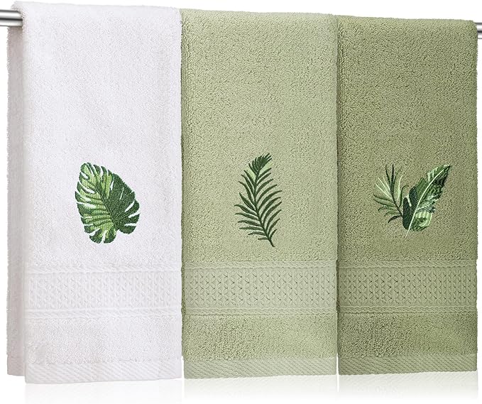 3 Pcs Tropical Palm Leaves Hand Towels