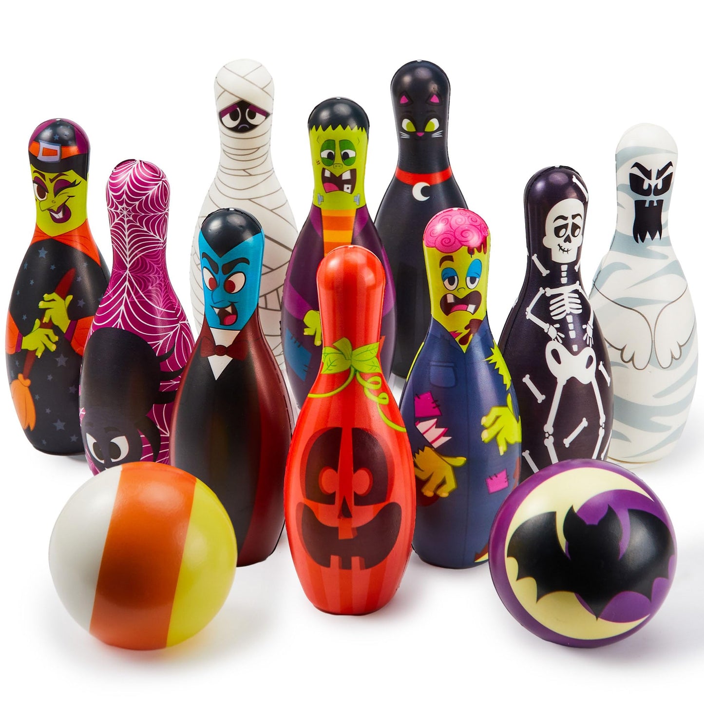 JOYIN Halloween Foam Bowling Set for Kids Toys Party Supplies, Get-Together Party, Game Day Events, Indoor Outdoor Toy Game with 10 Pins & 2 Balls Fun Sports Games, Birthday Parties