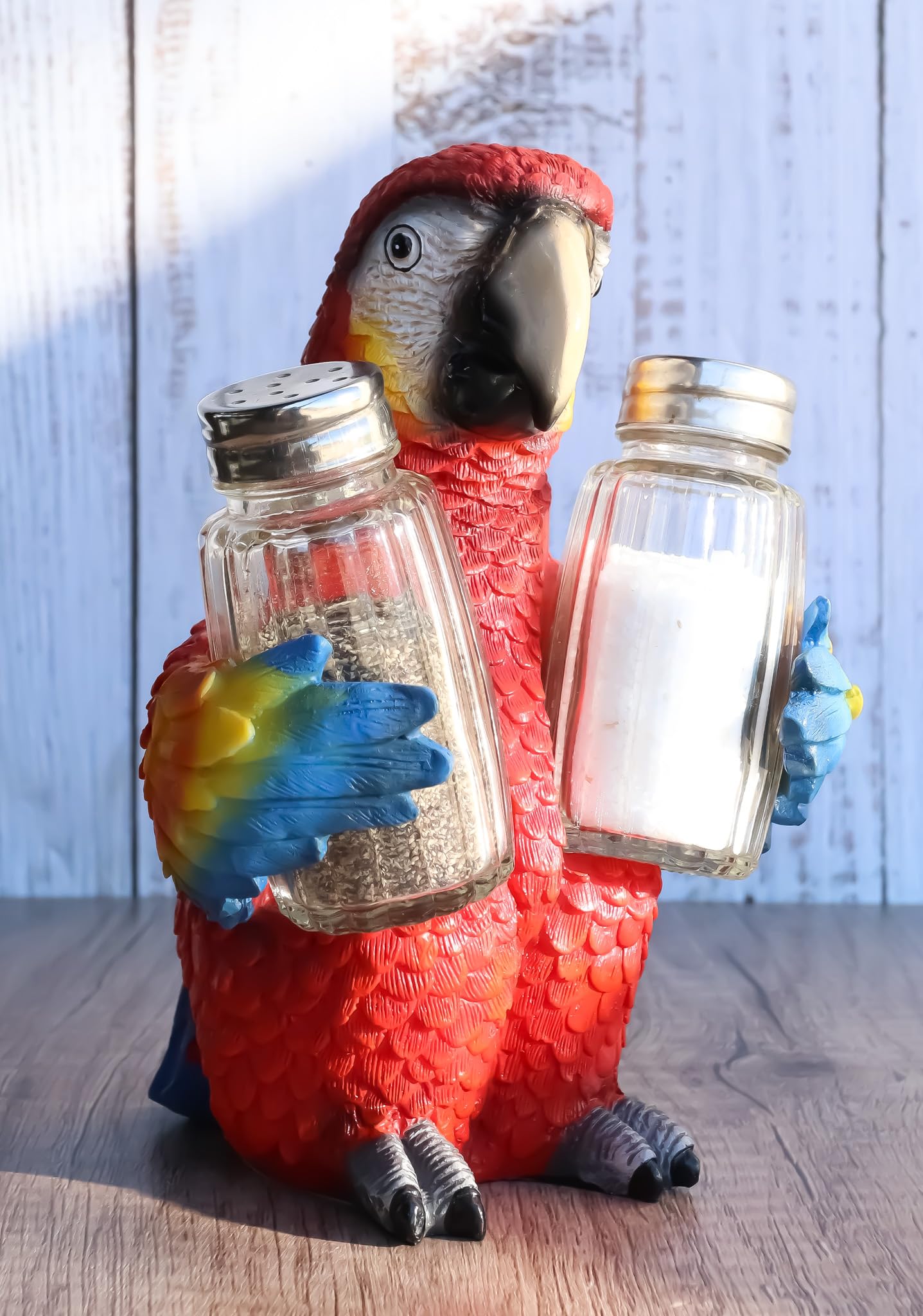 Ebros Tropical Rainforest Rio Red Scarlet Macaw Parrot Bird Salt And Pepper Shakers Holder Figurine Set 6.75"H Nautical Table Decore or Decorations For Spice Racks Holders Organizers Kitchen And Home