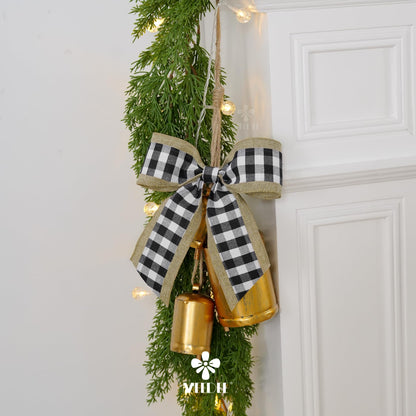 MEEDEE Buffalo Plaid Ribbon with Burlap Wired Edges 2.5 Inch Wide 10 Yards Black and White Ribbon for DIY Bows, Christmas Tree, Gift Wrapping, Wreaths