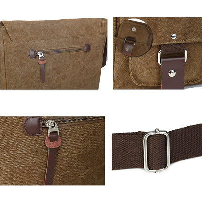 XFLYP Messenger Bag Mens, Men Shoulder Bags Canvas Satchel Cross Body Messenger School Working Satchel Briefcase, with Multiple Pockets for Work, School, Traveling and Daily Use, Brown