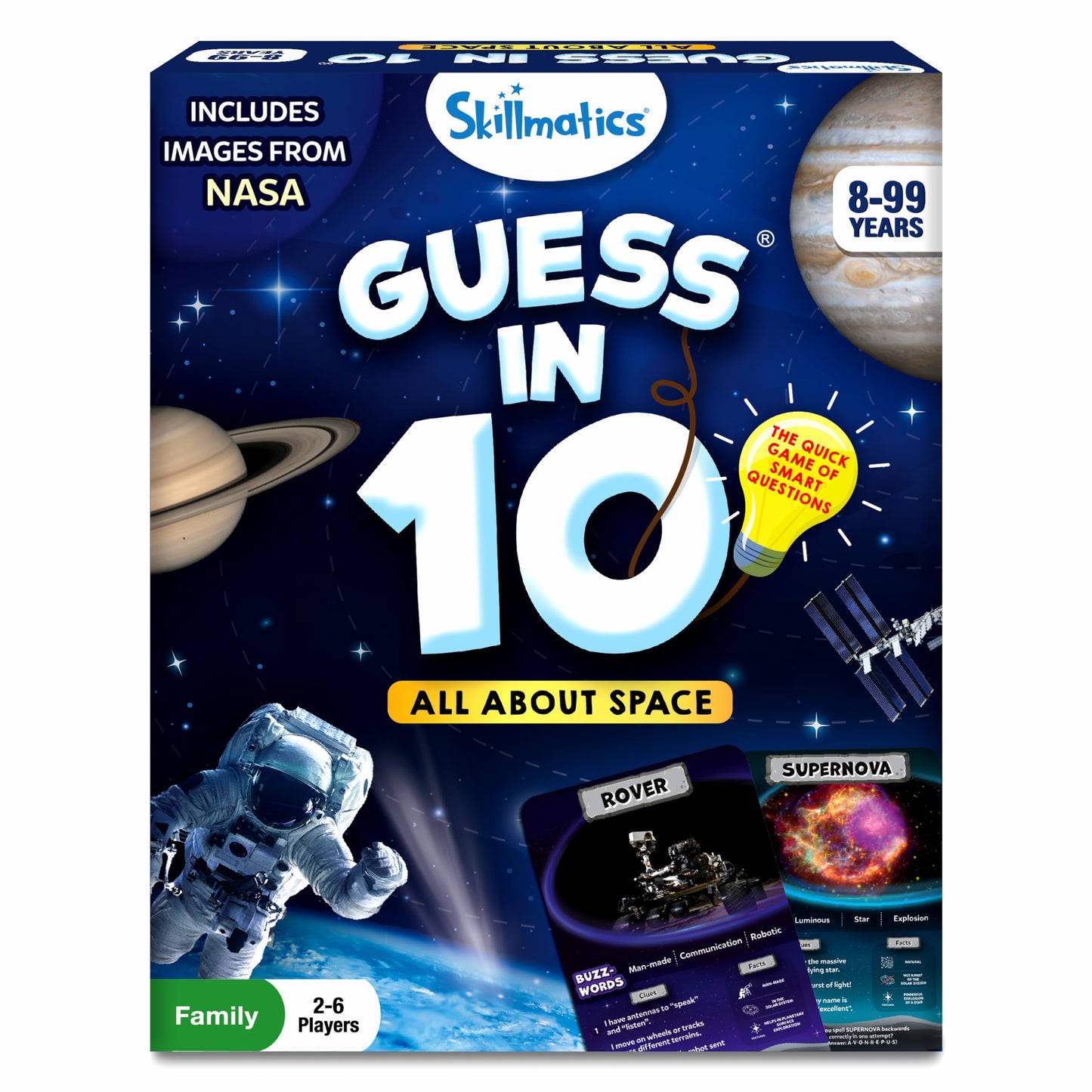 Skillmatics Guess in 10 NASA Space, Perfect for Boys, Girls, Kids & Families Who Love Card Games, Educational Toys, Travel Games, Gifts for Ages 8, 9, 10 and Up