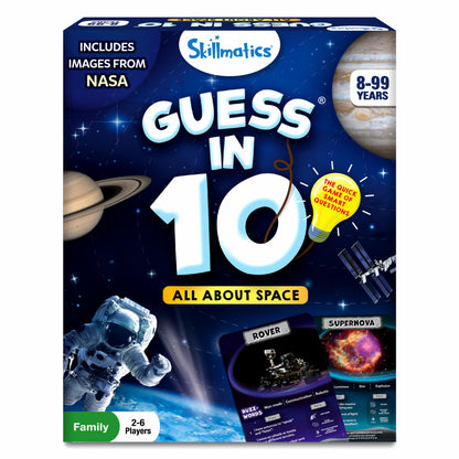 Skillmatics Guess in 10 NASA Space, Perfect for Boys, Girls, Kids & Families Who Love Card Games, Educational Toys, Travel Games, Gifts for Ages 8, 9, 10 and Up