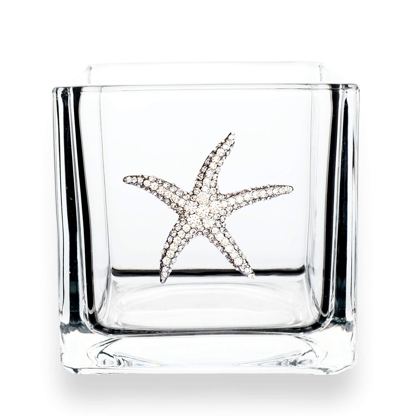 THE QUEENS' JEWELS Starfish Jeweled 4x4 Candleholder Vase - Unique Gift for Women, Birthday, Cute, Fun, Beach, Not Painted, Decorated, Bling, Bedazzled, Rhinestone