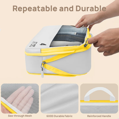 7 Set Compression Packing Cubes Travel Accessories Expandable Packing Organizers (White)