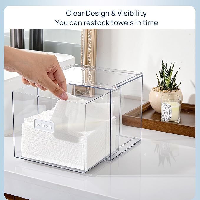 Vtopmart Disposable Facial Towels Holder, Acrylic Box Hold 50 Count, Stylish