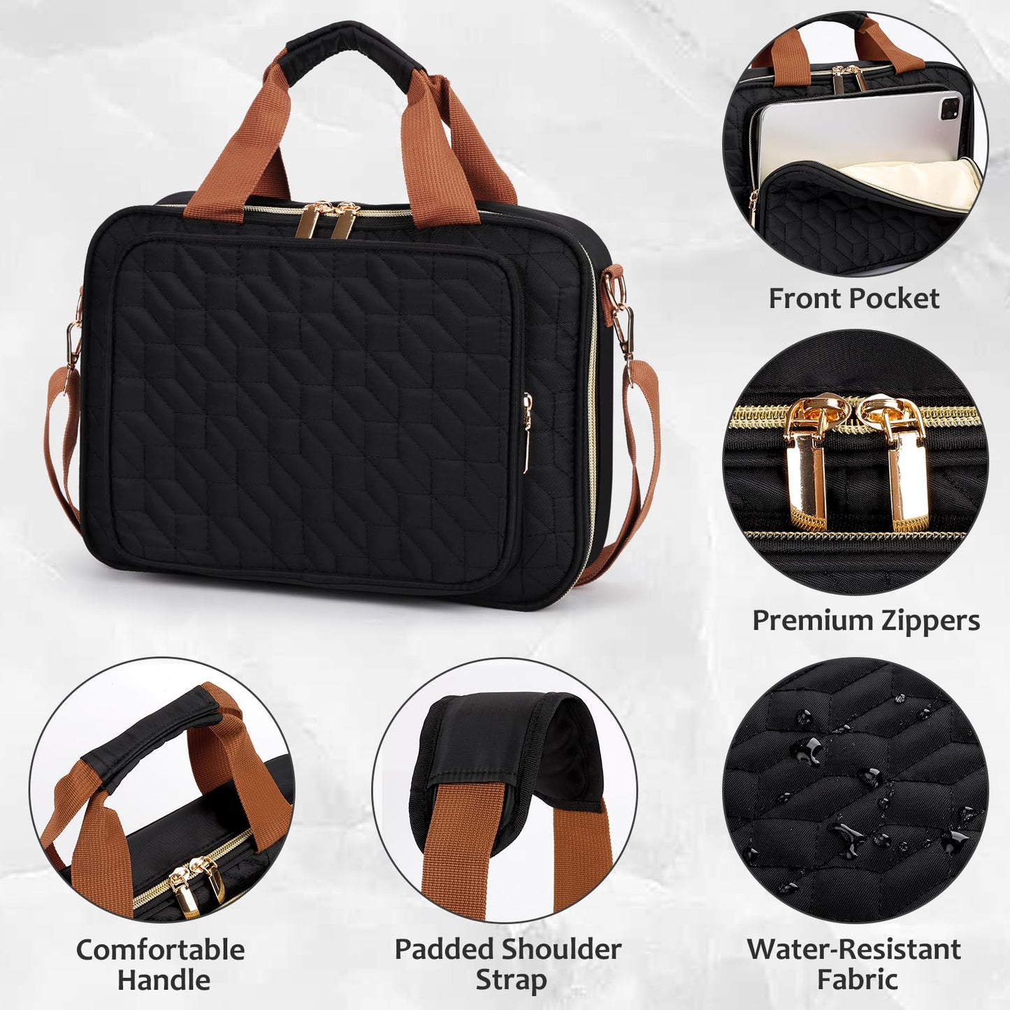 Wanlvhu Bible Cover for Women Men, Large Bible Case Bible Bag with Handle and Shoulder Strap, Bible Carrying Case with Zipper Pocket/Detachable Pen Slot for Bible Gift (Black)