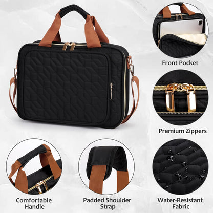 Wanlvhu Bible Cover for Women Men, Large Bible Case Bible Bag with Handle and Shoulder Strap, Bible Carrying Case with Zipper Pocket/Detachable Pen Slot for Bible Gift (Black)