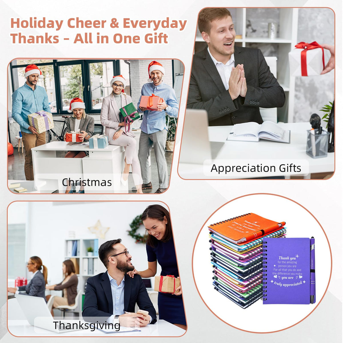 Bermoge 40 Pcs/20 Sets Employee Appreciation Gifts Bulk, Inspirational Notebooks with Motivational Pens for Staff, Thank You Gifts for Coworkers, Teachers,Team, Nurse, DSP, Office, School, Christmas