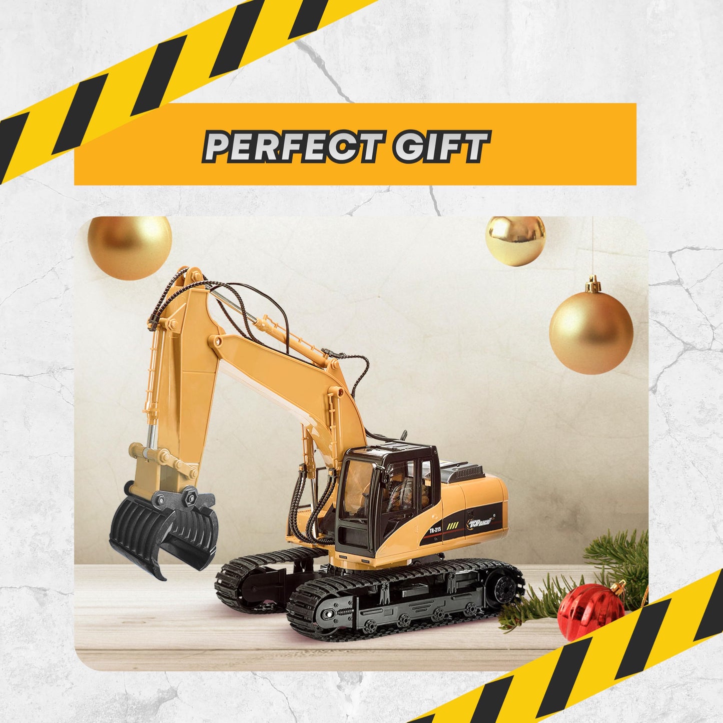 Top Race Remote Control Digger Excavator 15 Channel Professional 1:14 Construction Toy with Lights and Sound - Boys and Girls, Age 12+