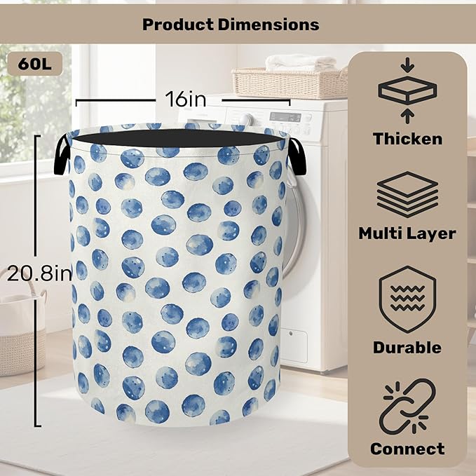 Blue Polka Dots Laundry Basket