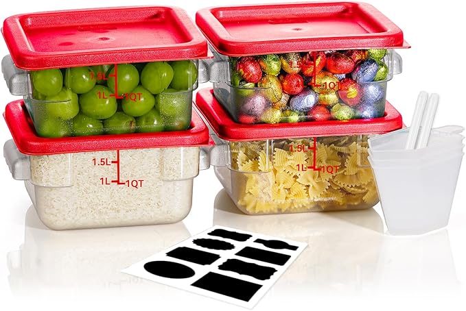 2QT NSF Food Storage Containers: 8 PCS Commercial Clear Square Food Storage