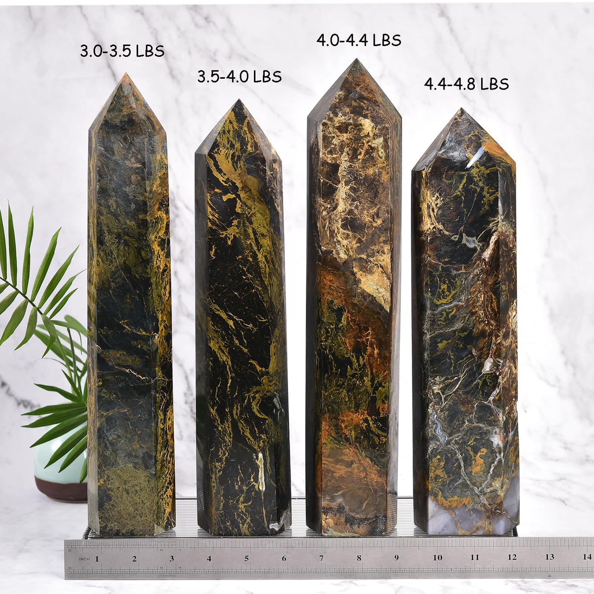 JIC Gem Extra Large 6 Faceted Pietersite Healing Crystal Obelisk Tower Points Quartz Crystals Tower Wand Decor Reiki Chakra Meditation 3.5-4.0 Lbs
