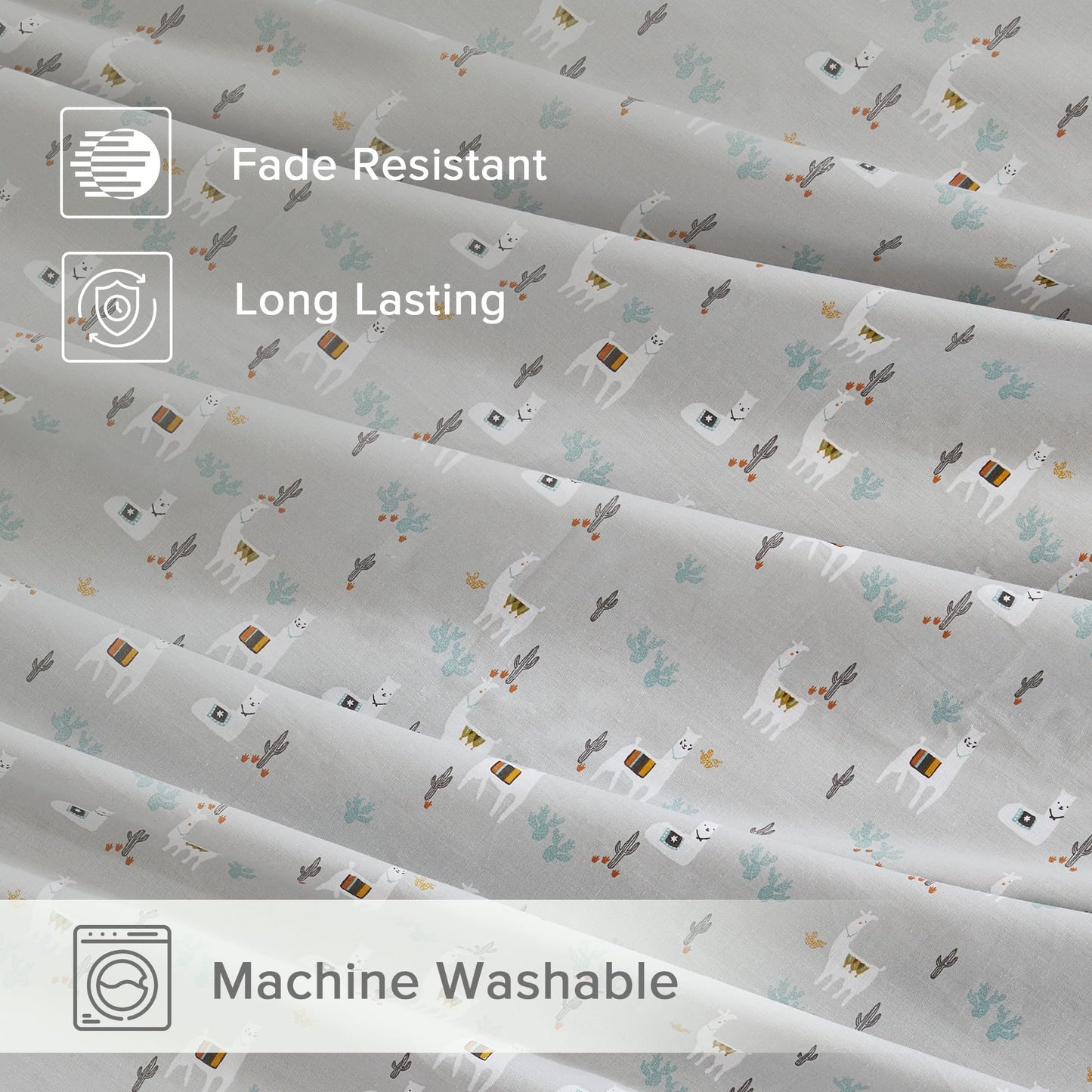 Comfort Spaces 100% Cotton Sheet Set Breathable, Lightweight, Soft with 12" Elastic Pocket Fits up to 14" Mattress, All Season Cozy Bedding, Matching Pillow Case, Twin Lama Multi 3 Piece