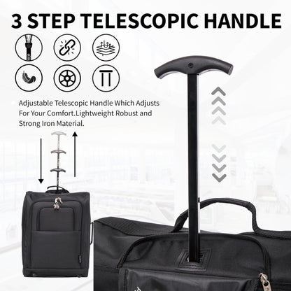 56x45x25 Easyjet Cabin Bag Hand Luggage Approved Cabin Case Lightweight Suitcase Also Approved for BA Jet 2 1.5kg 57L Black