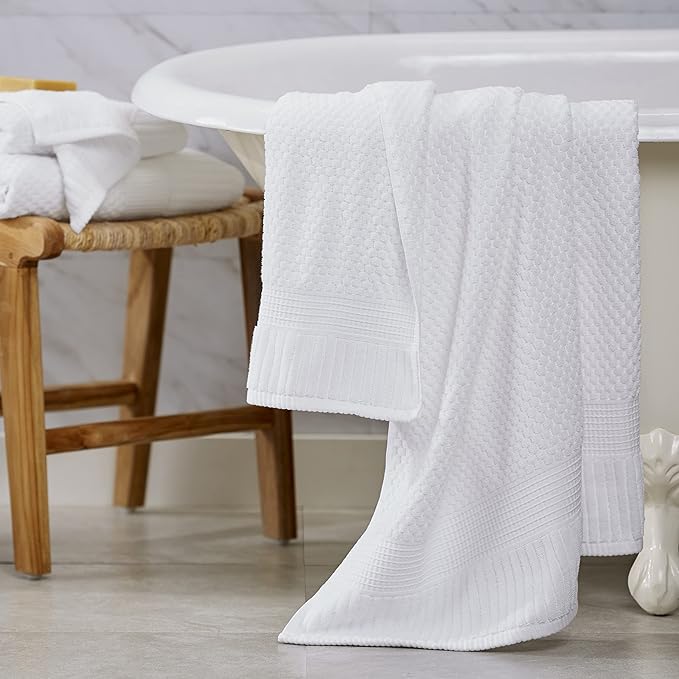 NY Loft 100% Cotton Bath Towel Set of 4 | White Towels | Oeko-TEX® Standard 100