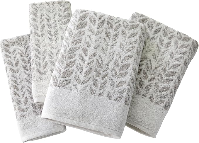 SKL Home Distressed Leaves 100% Turkish Cotton Premium 4-Piece Towel Set