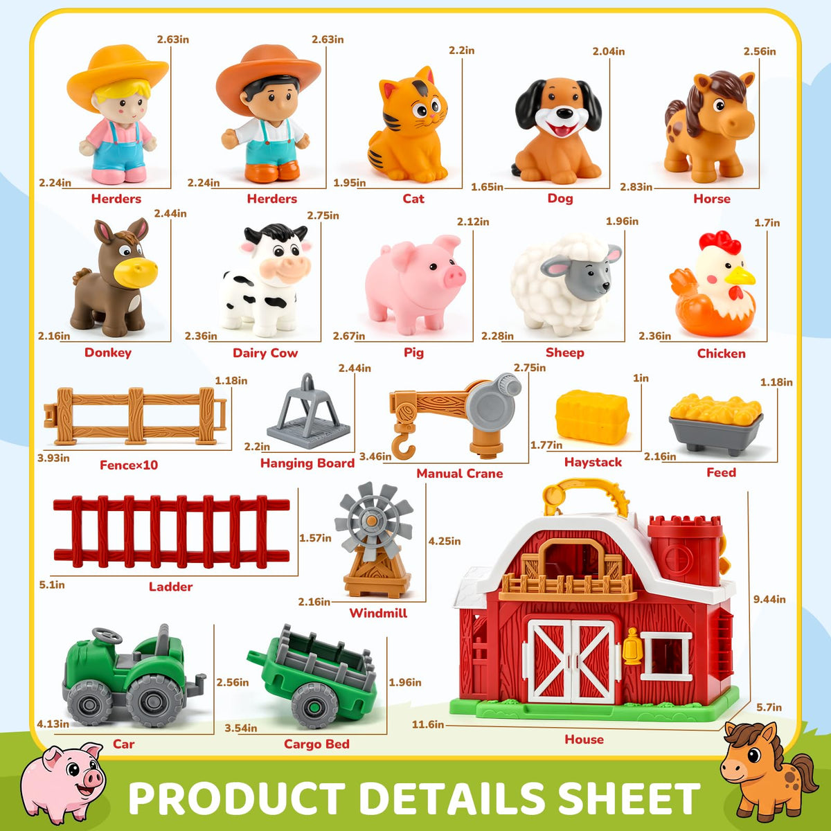 30-Piece Upgraded Farm Animal Big Barn Playset Gifts for Toddlers Christmas|Montessori Learning Toys for 18 Months Olds Girls Boys|Pretend Animal with Tractor Birthday Gifts for 2 Years