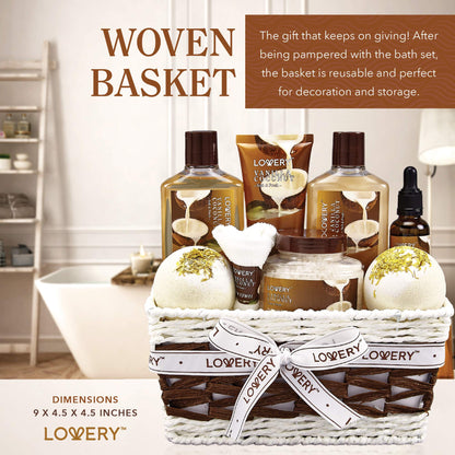 Gifts For Women Gift Basket for Women– 9 Piece Christmas Gifts Set of Vanilla Coconut Home Spa Set, Luxurious Holiday Bath and Body Sets Includes Fragrant Lotions, Extra Large Bath Bombs, Coconut Oil