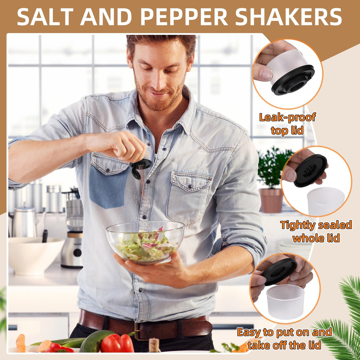 Acellegic 12 Pack Mini Salt and Pepper Shakers Moisture Proof Set Lids Plastic Airtight Dispenser for Camping Picnic Outdoors Kitchen Lunch Boxes Travel Spice(Black)